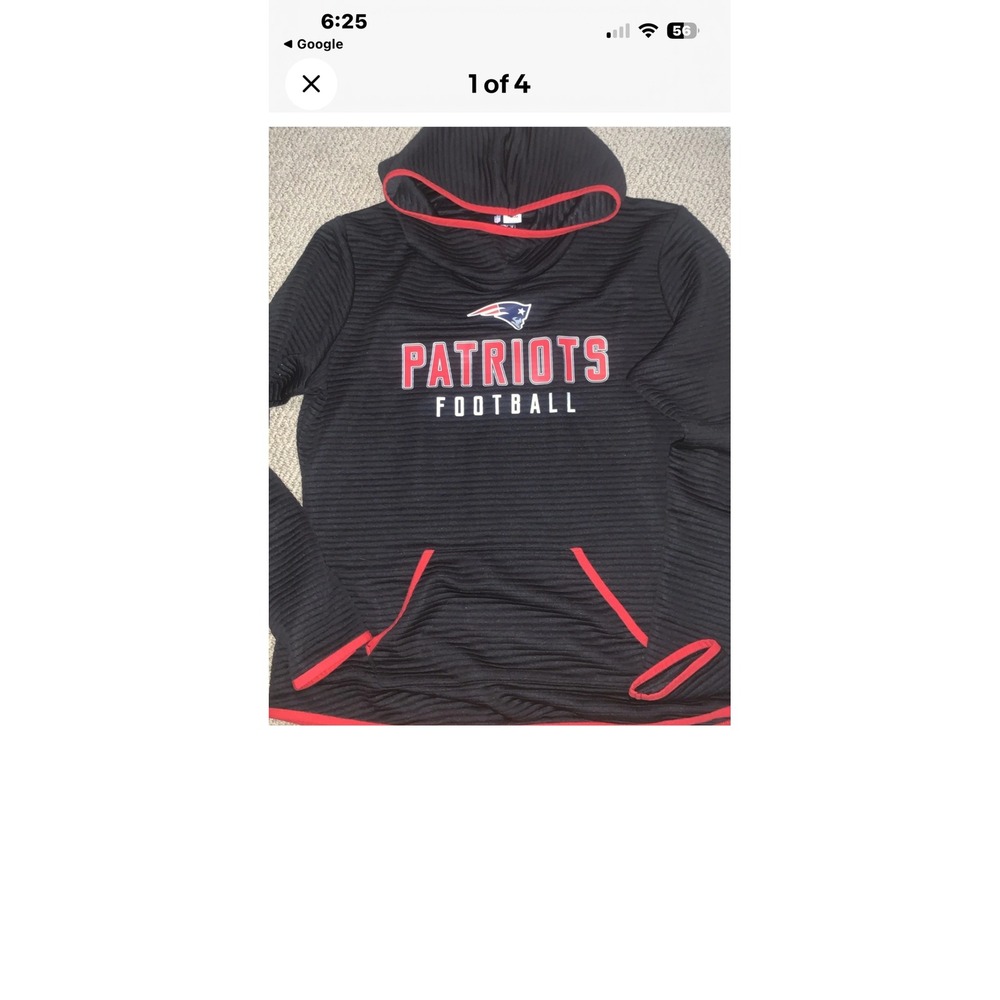NFL Team Apparel New England Patriots Womens TX3 Warm Ribbed Hoodie Black Large